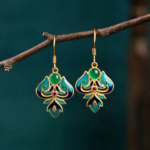 Chinese Style Hanfu Retro Earrings for Women Vintage Wedding Jewelry with Box