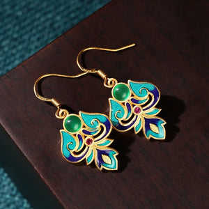 Chinese Style Hanfu Retro Earrings for Women Vintage Wedding Jewelry with Box