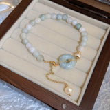 Chinese High Opal Stone Jade Pendant Bracelet Women Wedding Jewelry