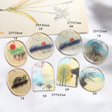 Chinese Landscape Painting Resin Earring Charms 20pcs