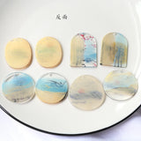 Chinese Landscape Painting Resin Earring Charms 20pcs