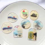 Chinese Landscape Painting Resin Earring Charms 20pcs