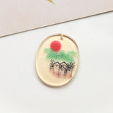 Chinese Landscape Painting Resin Earring Charms 20pcs