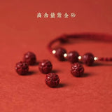Chinese Lotus Beads Cinnabar Bracelet Red Rope Jewelry
