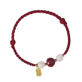 Chinese Lotus Beads Cinnabar Bracelet Red Rope Jewelry