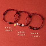 Chinese Lotus Beads Cinnabar Bracelet Red Rope Jewelry