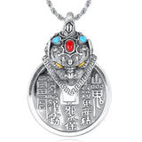 Chinese Style Lucky Pixiu Mountain Ghost Sterling Silver Men's Necklace