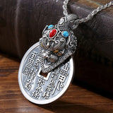 Chinese Style Lucky Pixiu Mountain Ghost Sterling Silver Men's Necklace