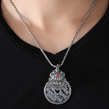 Chinese Style Lucky Pixiu Mountain Ghost Sterling Silver Men's Necklace