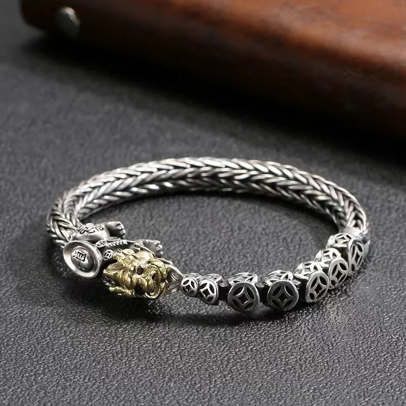 Chinese Style Pixiu Bracelet Foxtail Chain Money National Male Jewelry