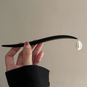 Natural Baroque Pearl Geometric Hairpin Sandalwood Hair Stick