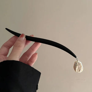 Natural Baroque Pearl Geometric Hairpin Sandalwood Hair Stick
