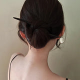 Natural Baroque Pearl Geometric Hairpin Sandalwood Hair Stick