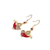 Chinese Palace Style Red Drop Glue Koi Earrings with Diamond