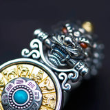 Chinese Retro Silver Bracelet Double Pixiu Nine Palaces Domineering Couples