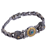 Chinese Style Retro Silver Bracelet Double Pixiu Nine Palaces Can Revolve