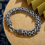Chinese Style Retro Silver Bracelet Wide Multi-circle Birthday Gift