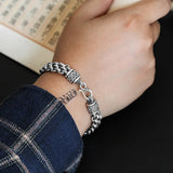 Chinese Retro Silver Bracelet Old Personality Wide Multi-circle