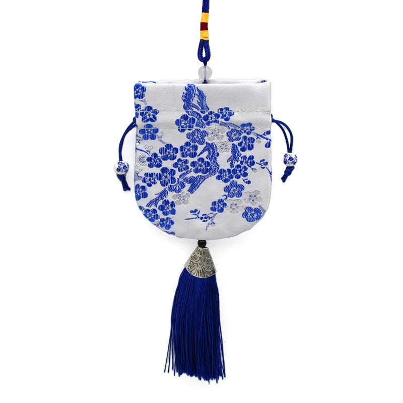 Chinese Style Sachet Bag Plum Blossom Pattern Car Pendant Tassel Decoration