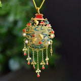 Vintage Chinese Style Necklace with Hetian Jade Stone Pendant