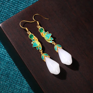 Chinese Style Magnolia Earrings Retro Cheongsam Wedding Jewelry