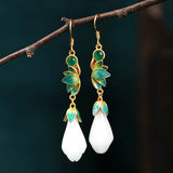Chinese Style Magnolia Earrings Retro Cheongsam Wedding Jewelry