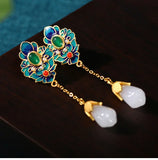 Chinese Style Magnolia Chain Earrings for Women