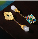 Chinese Style Magnolia Chain Earrings for Women