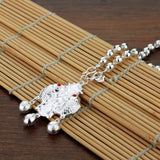 Chinese Style 925 Silver Fish Pendant Necklace Vintage Charm Jewelry