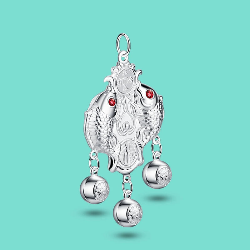 Chinese Style 925 Silver Fish Pendant Necklace Vintage Charm Jewelry