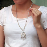 Chinese Style 925 Silver Fish Pendant Necklace Vintage Charm Jewelry
