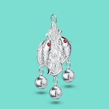 Chinese Style 925 Silver Fish Pendant Necklace Vintage Charm Jewelry