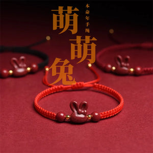 Chinese Year of Fate Cinnabar Rabbit Red Rope Lucky Bracelet