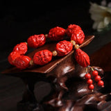 Taiwan Red Cinnabar 18 Arhat Bracelet Men Year Hand String Chensha Buddha Bead