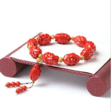Taiwan Red Cinnabar 18 Arhat Bracelet Men Year Hand String Chensha Buddha Bead