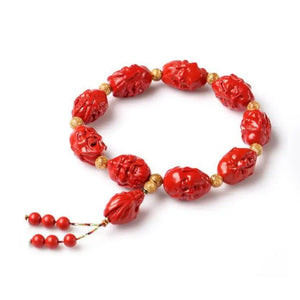 Taiwan Red Cinnabar 18 Arhat Bracelet Men Year Hand String Chensha Buddha Bead