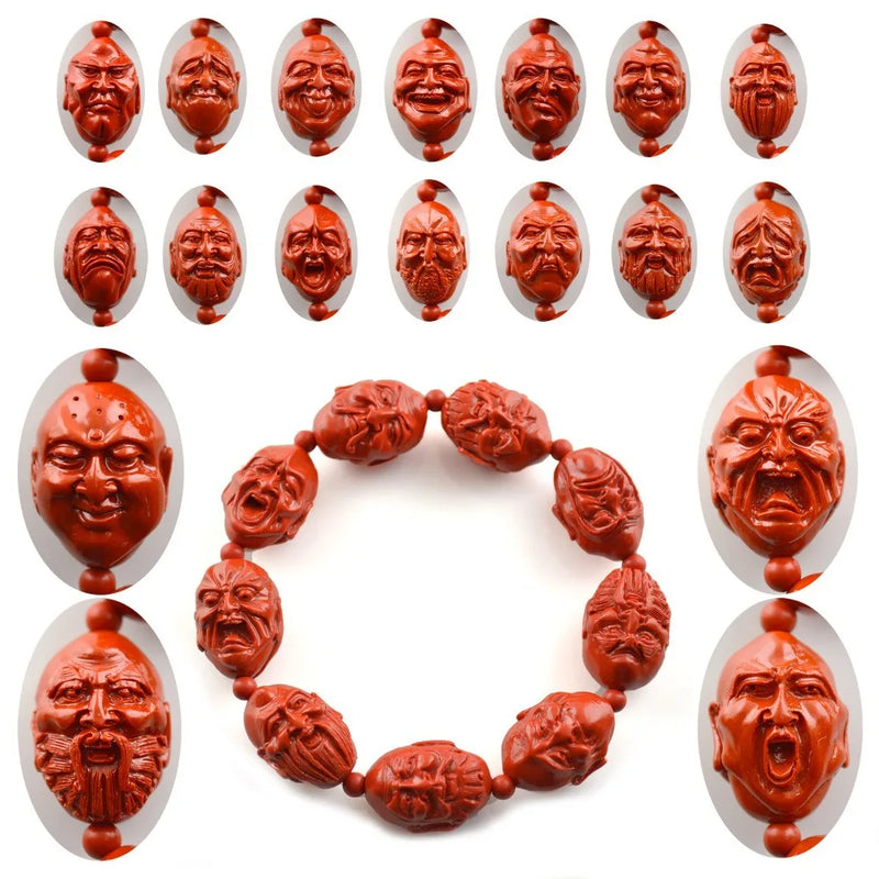 Chinese Tibetan Cinnabar Buddha Bracelet Men Women Jewelry