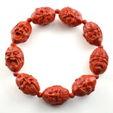 Chinese Tibetan Cinnabar Buddha Bracelet Men Women Jewelry