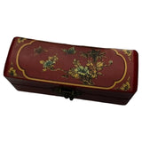 Chinese Vintage Wooden Pillow Box Jewelry Box & Flower Bird Pattern