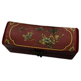 Chinese Vintage Wooden Pillow Box Jewelry Box & Flower Bird Pattern
