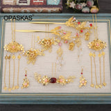 Vintage Chinese Wedding Hair Jewelry Set with Pearls & Tassel