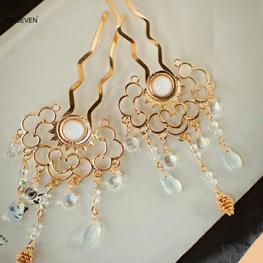 Chinese Wedding Hair Sticks Forks Metal Pendant Jewelry for Brides Women Girls