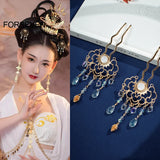 Chinese Wedding Hair Sticks Forks Metal Pendant Jewelry for Brides Women Girls