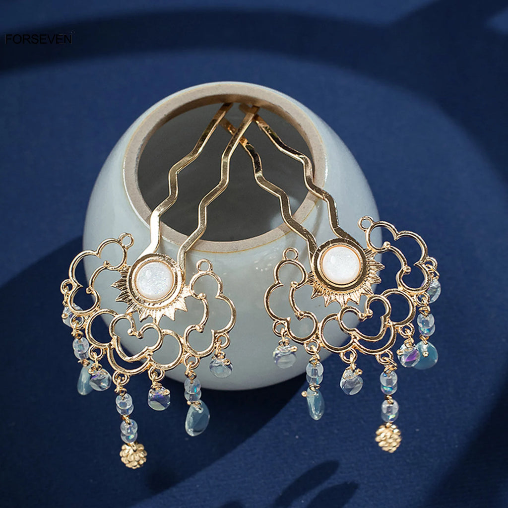 Chinese Wedding Hair Sticks Forks Metal Pendant Jewelry for Brides Women Girls
