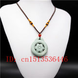 Chinese Green Jade Flower Pendant Dragon Necklace Charm Jewelry