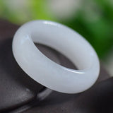 Chinese Hetian Jade Ring Jadeite Amulet Charm Jewelry Hand Carved Crafts