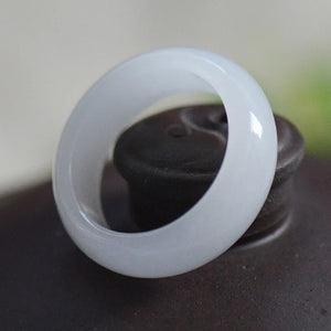 Chinese Hetian Jade Ring Jadeite Amulet Charm Jewelry Hand Carved Crafts