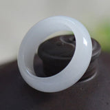 Chinese Hetian Jade Ring Jadeite Amulet Charm Jewelry Hand Carved Crafts