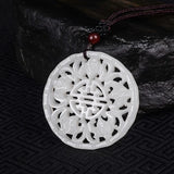 Chinese Jade Double Faced Hollow Bat Pendant Necklace Charm Jewellery