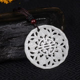 Chinese Jade Double Faced Hollow Bat Pendant Necklace Charm Jewellery